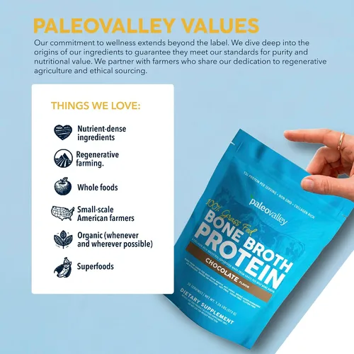 Miniatura 8 de Paleovalley Polvo de proteína de caldo de hueso de res 100% alimentado con pasto, rico en péptidos de colágeno para el cabello, la piel, la salud