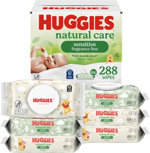 Miniatura 14 de Huggies Natural Care Sensitive Toallitas para bebé, sin perfume, hipoalergénicas, 99% de agua purificada, 24 paquetes suaves de 56