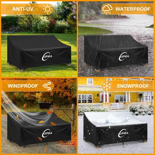 Miniatura 8 de Kipiea Funda para sofá de patio, funda resistente para sofá de exteriores, impermeable, para invierno, funda para muebles de patio de 2 plazas