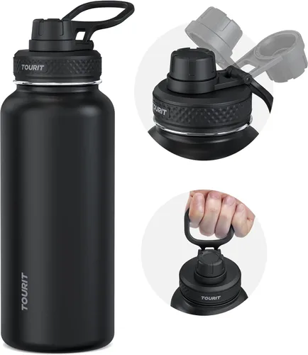 Miniatura 9 de TOURIT Botella de agua aislada de 24 onzas, botellas de agua de acero inoxidable con asa, botella de agua deportiva al vacío de doble pared, sin