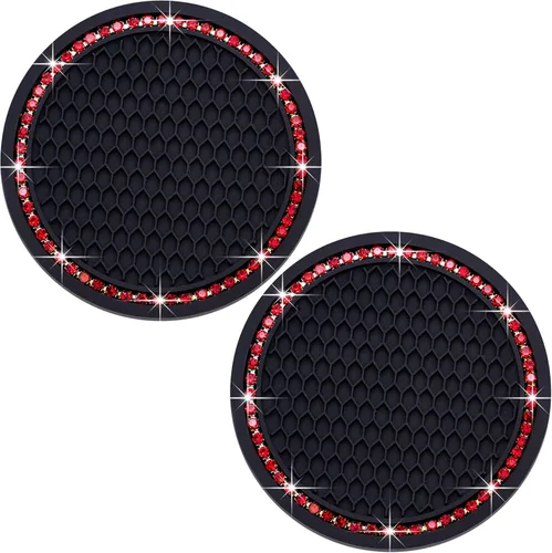 Miniatura 20 de 4 posavasos con brillantes para portavasos, 2.75 pulgadas, insertos para portavasos de auto, silicona suave antideslizante a prueba de golpes, Negro