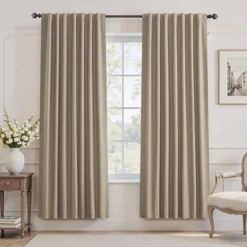 Miniatura 80 de UHITECH Cortinas opacas de 35 pulgadas de largo para sala de estar, 2 paneles, cortina opaca corta para cocina para ventanas pequeñas, cortinas