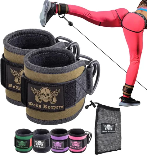 Miniatura 12 de Accesorio de cable de tobillo para gimnasio con correa ajustable, anillos en D dobles duraderos y diseño acolchado para ejercicios de glúteos