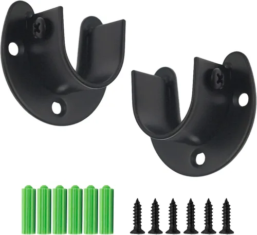 Miniatura 11 de 2 piezas de enchufe de varilla de acero inoxidable resistente, soporte para armario, soporte de barra de brida, soportes de extremo de barra