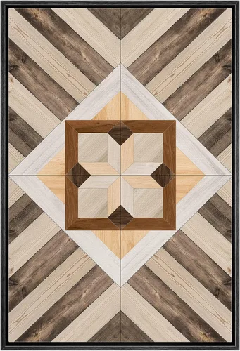 Miniatura 39 de IDEA4WALL Lienzo enmarcado para pared, decoración occidental, collage de polígonos de diamantes, paneles geométricos abstractos de madera, arte
