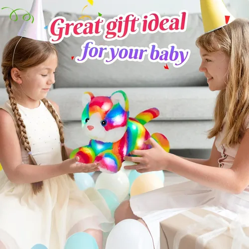 Miniatura 4 de Glow Guards Gatito de peluche con luces LED arcoíris, suave, con luz nocturna, regalos de Navidad, Día de los Niños, cumpleaños, para niños