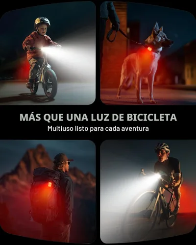 Miniatura 7 de WOCBUY Luces de bicicleta, juego de luces de bicicleta recargables ultradelgadas y ligeras, [5+6 modos] Luces de bicicleta dobles USB-C delanteras