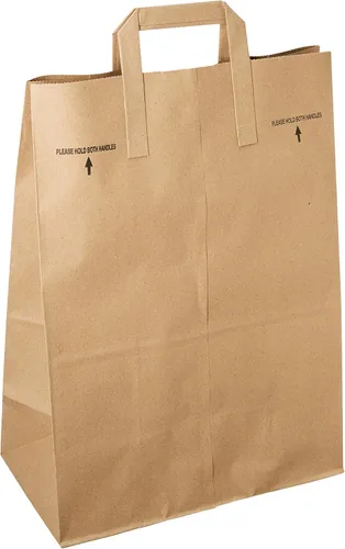 Miniatura 2 de MULMEHË Bolsas de comestibles al por menor, papel kraft marrón, asas, paquete de 25, 12 x 7 x 17 pulgadas, fabricadas en Estados Unidos