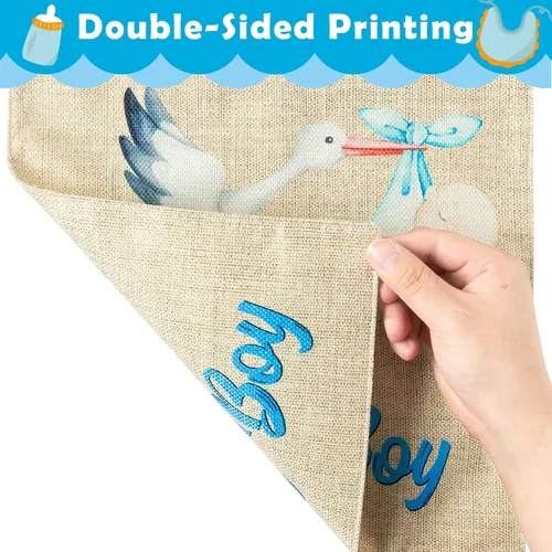 Miniatura 3 de WATINC Bandera de jardín de bienvenida a casa de bebé niño de arpillera para baby shower niño, entrega especial, bandera de casa de doble cara