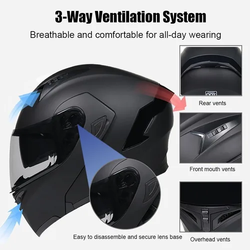 Miniatura 3 de Casco modular Moto Bluetooth con doble visera, con micrófono para Respuesta Automática Casco de Moto Homologado ECE Adecuado para Hombre Mujer