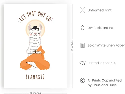 Miniatura 2 de HAUS AND HUES Póster Let That Sh*t Go – Divertido arte de pared zen, decoración de yoga, impresión inspiradora de Buda, meditación y estética