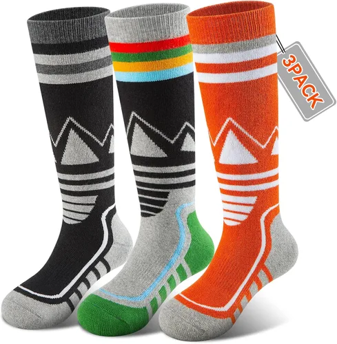 Miniatura 14 de Calcetines de esquí de lana merino para niños, 2 pares/3 pares, cálidos y gruesos, calcetines de nieve OTC para niños y niñas, esquí de invierno
