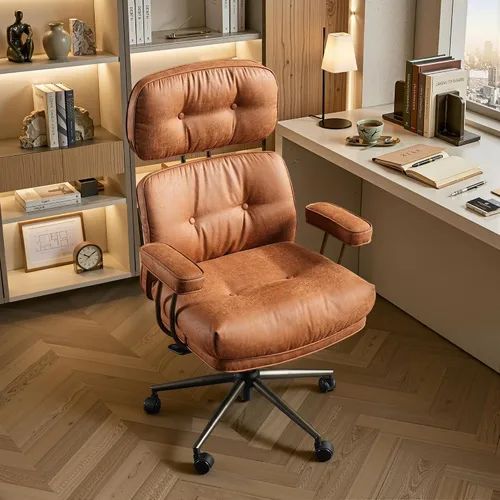Miniatura 18 de HOOOWOOO Silla de Oficina Ergonómica, Silla de Escritorio Moderna de Computadora de Media Siglo, Silla Ejecutiva Cómoda con Asiento Extra Ancho