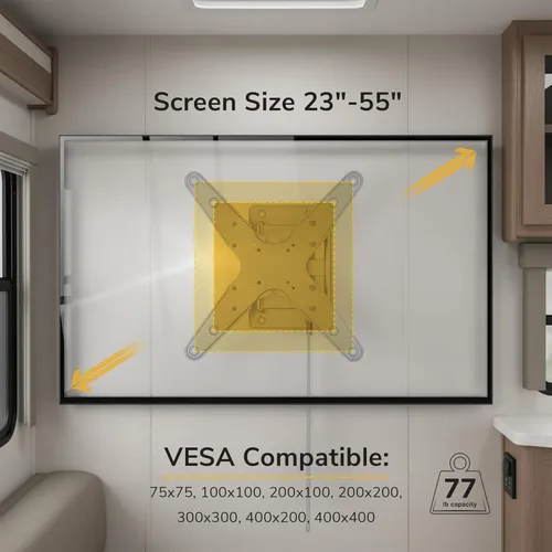 Miniatura 3 de Mount-It! Soporte de pared para TV RV con cerradura de 23 a 55 pulgadas, soporte de pared de movimiento completo para cámper y remolque de viaje