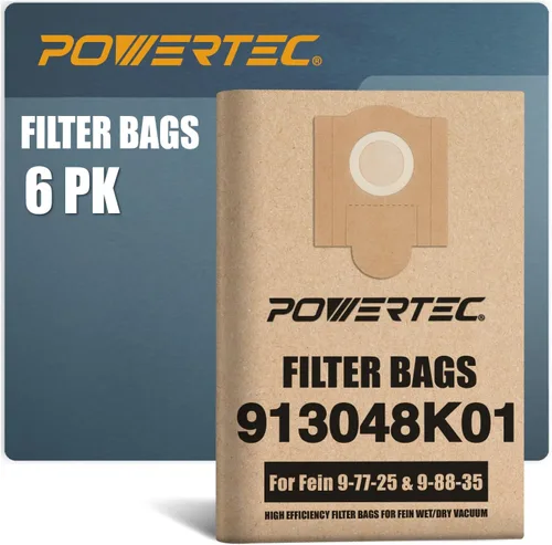 POWERTEC Compra bolsas de vacío 6PK bolsas de filtro de repuesto para Fein Turbo III colección de polvo húmedo y seco Vac Accesorios para aspiradora