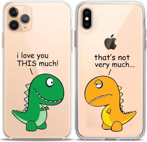 Miniatura 9 de Fundas a juego para parejas compatibles con Google Pixel 7 6a Pro 5 XL 5a 4a 5G 2 XL 3 XL 3a XL 4 regalo transparente lindo dinosaurio divertido