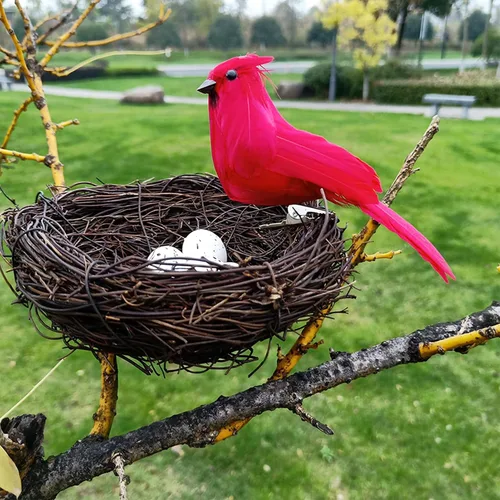Miniatura 4 de Nido de pájaro de ratán de 7.9 pulgadas, hecho a mano, seco, natural, nido de pájaro para jardín, patio, hogar, fiesta, boda, decoración, sin huevos
