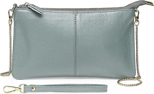 Miniatura 8 de Uromee Cartera de mano para mujer, de piel auténtica, con cadena de hombro desmontable