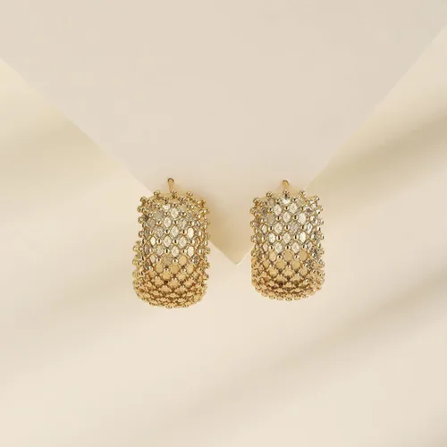 Miniatura 3 de Aretes de aro, aretes de acero inoxidable chapados en oro personalizado, Acero inoxidable, Sin gemas.