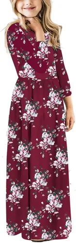 Miniatura 63 de 21KIDS Vestido largo floral de manga larga 3/4 con bolsillos para niñas de 6 a 12 años