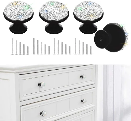 Miniatura 2 de SAVORI Pomos decorativos para cajones, pomo de cristal diseñado con diamantes de imitación para armario, armario, tiradores con tornillos