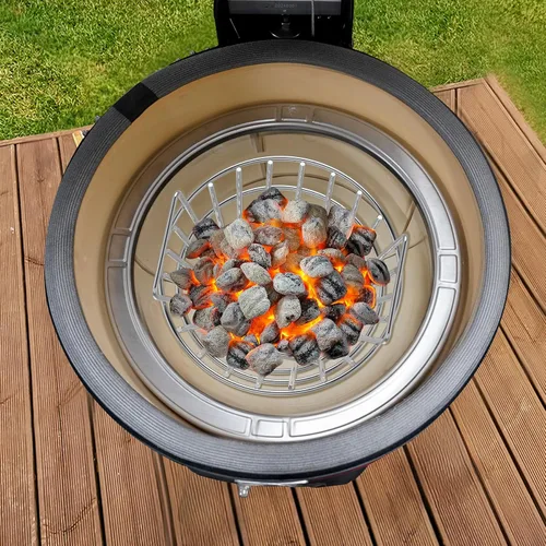 Miniatura 6 de onlyfire Canasta de cenizas de carbón para Huevo Verde Grande pequeño, contenedor de carbón de acero inoxidable con asas, accesorios para parrilla