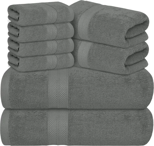 Miniatura 8 de Avalon Towels Juego de toallas de lujo de 8 piezas, 2 toallas de baño, 2 toallas de mano y 4 toallas pequeñas, 100% algodón hilado en anillo de 600