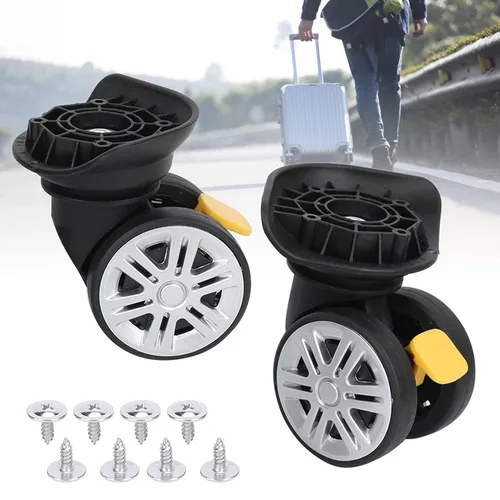 Miniatura 9 de 1 par universal mute equipaje maleta ruedas reemplazo con freno para maletas piezas