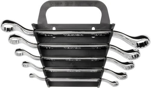 TEKTON Juego de llaves de extremo de caja de desplazamiento de 45 grados con soporte, 5 piezas (1/4-13/16 pulgadas) | WBE23405