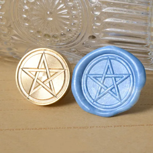 Miniatura 4 de Juego de sellos de cera, sellos de cera de sellado de cobre con empuñadura de madera, sello de cera wicca retro vintage