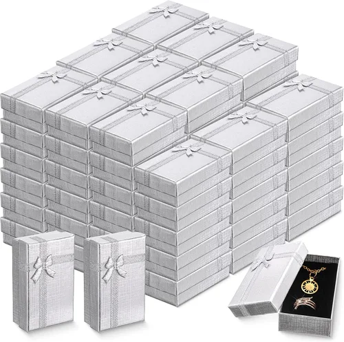 Miniatura 8 de Juego de 72 cajas de regalo de joyería, cajas de regalo pequeñas, cajas de cartón de papel, cajas de regalo vacías con tapas, lazo para anillos