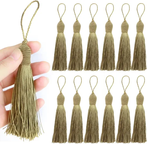 Miniatura 18 de 30 borlas de costura hechas a mano para manualidades, borlas suaves y sedosas de 5.7 pulgadas con lazo de cordón de 2.6 pulgadas para decoración
