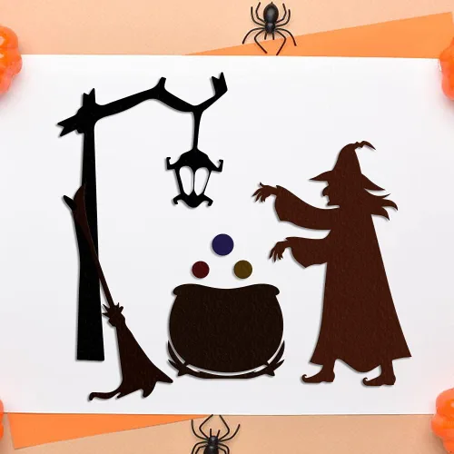 Miniatura 3 de Escoba de bruja troquelada de metal para hacer tarjetas y decoraciones de Halloween, troqueladas de araña, plantillas y plantilla de relieve