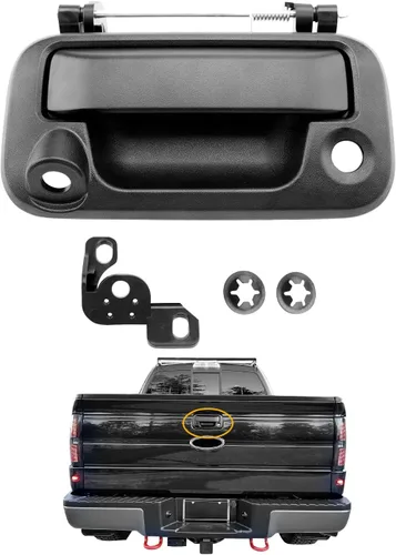 Miniatura 13 de Manija exterior de puerta trasera, compatible con Ford F150 F250 F350 F450 F550 Super Duty Explorer Lobo 2004-2016, Lincoln Mark LT, con orificio