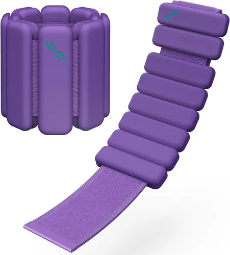Miniatura 9 de Sportneer Pesas de muñeca y tobillo para mujeres y hombres, 1 par (1 libra/2 libras cada uno), pulsera con peso ajustable de silicona para yoga