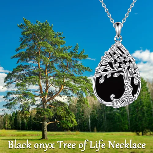 Miniatura 6 de Collar de árbol de la vida de plata de ley 925 con dije de nudo celta de concha de abulón para mujer