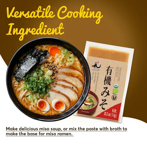 Miniatura 5 de YUHO Pasta Miso Orgánica 2.2lbs Kosher Sin Gluten Sin Conservantes Sin MSG USDA EU Orgánica 35.2Oz
