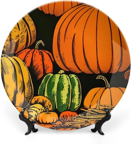 Platos decorativos de calabazas grandes de Acción de Gracias, platos de cerámica para decoración del hogar, platos de cena de temporada de otoño