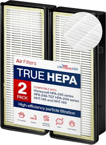 LifeSupplyUSA Filtro HEPA de repuesto compatible con Honeywell HEPAClean HRF-C2, filtro C purificador de aire (paquete de 2)