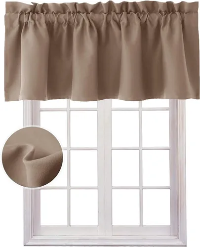 Miniatura 8 de Hiasan - Cortinas de cenefa negras con bolsillo para barra, cortinas opacas para ventanas de cocina, 52 x 18 pulgadas de largo, 1 panel Negro