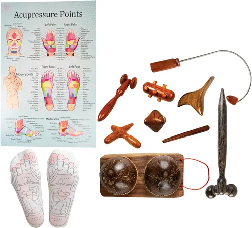 Miniatura 14 de CCcollections Herramientas de masaje de terapia de madera, herramienta de palo de madera de reflexología, equipo tradicional para aliviar el dolor