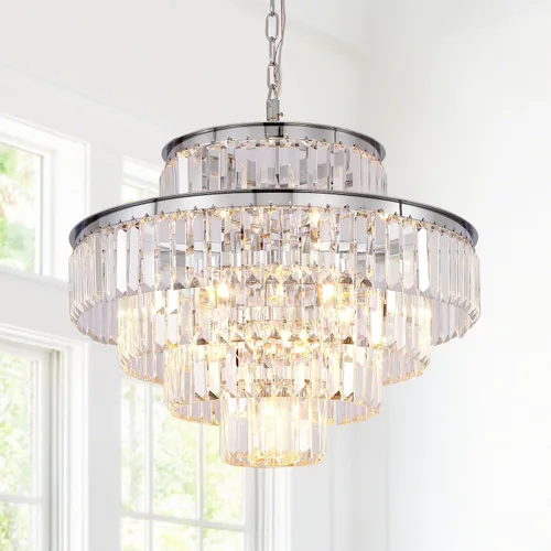 Miniatura 19 de Candelabro grande de cristal moderno y lujoso, lámpara colgante de gota de lluvia para comedor, dormitorio, sala de estar, marrón, 39 pulgadas