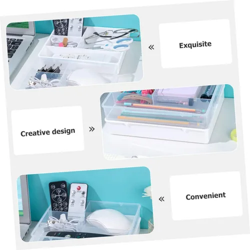 Miniatura 6 de Tofficu Caja de almacenamiento de 2 compartimentos para cubiertos, organizador de pinceles de tocador, organizador de escritorio y accesorios