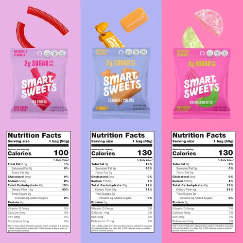 Miniatura 4 de SmartSweets - Paquete variado de muestra, paquete de 6 sabores individuales, dulces bajos en azúcar y calorías - pescado dulce, bocadillos