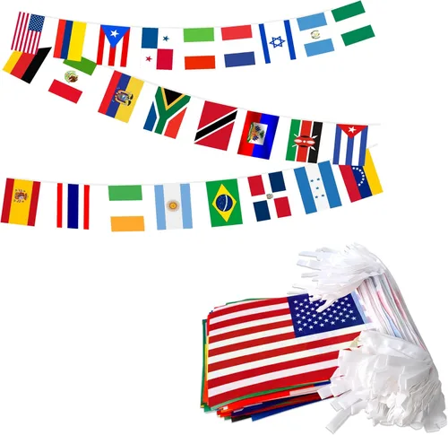 Banderas internacionales de cadena de 224 países diferentes del mundo, pequeñas pancartas para gran apertura, bar, oficina escolar, eventos