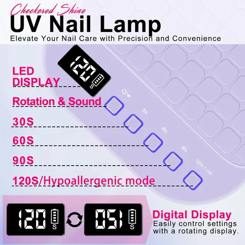 Miniatura 6 de MEKK Lámpara de uñas LED UV inalámbrica, luz UV de 54 W para uñas de gel con luz roja amigable con las manos, lámpara de curación de flash