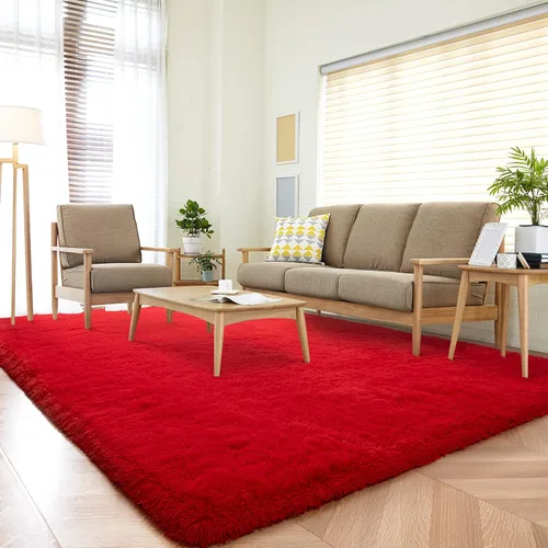 Miniatura 11 de DETUM Alfombra pequeña de 2 x 3 pies para dormitorio, Kicthen entrada, pasillo, lavable, antideslizante, color borgoña, alfombras de felpa