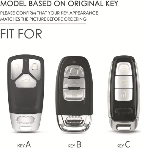 Miniatura 2 de ontto Funda de cuero para llave de entrada sin llave con protección completa, compatible con Audi A4 Q7 Q5 TT A3 A6 negro (tipo A)