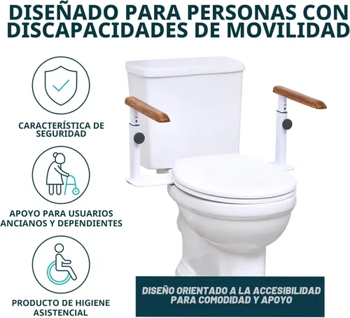 Miniatura 8 de Barras de seguridad para inodoro Lunderg para personas mayores - Instalación fácil y brazos de agarre súper resistentes - Marco de seguridad