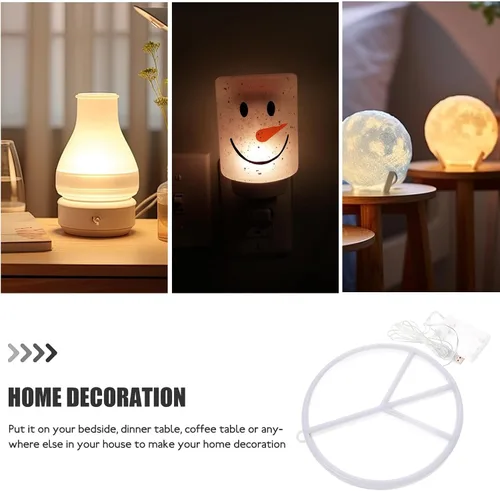 Miniatura 7 de OSALADI Luz de neón con señal de paz de 8.66 pulgadas, funciona con pilas, funciona con USB, lámpara de noche para dormitorio, fiesta, decoración